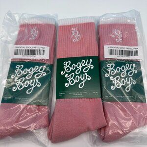Bundle of 3 Pair Bogey Boys Essential Crew Long Golf Socks, Size‎ M/L 9-12, Pink